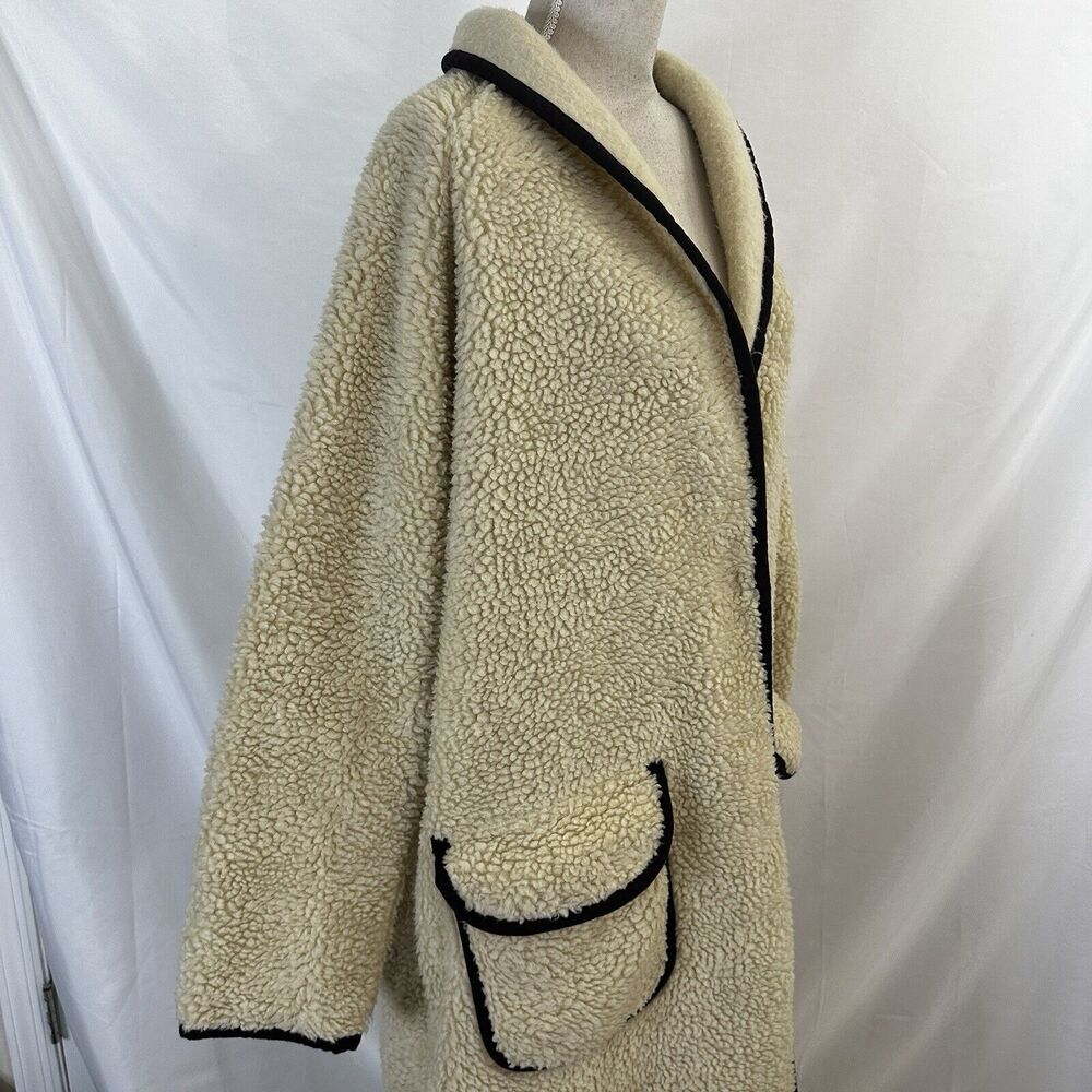Free People Irresistible Teddy Cardi Maxi Jacket Pockets Oversized Ivory LARGE - Picture 5 of 9